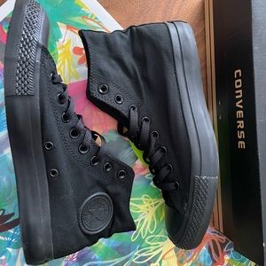 Black Monochrome Converse High Top, 8 Womens / 10 Mens